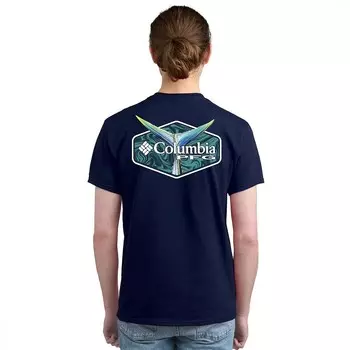 Мужская футболка с короткими рукавами и рисунком Columbia PFG, цвет Blue Tail
