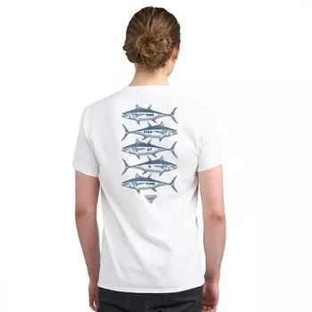 Мужская футболка с короткими рукавами и рисунком Columbia PFG, цвет White Stacked Fish
