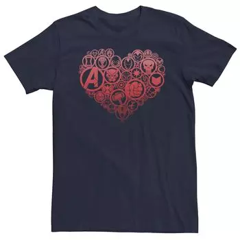Мужская футболка с короткими рукавами и сердечками Marvel Hero Icons Licensed Character