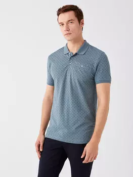 Мужская футболка с короткими рукавами и воротником-поло с рисунком LCWAIKIKI Classic, сизый