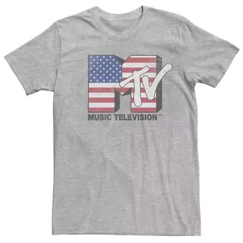Мужская футболка с короткими рукавами и выцветшим логотипом MTV American Flag Licensed Character