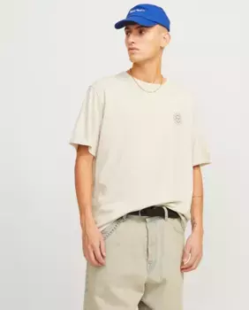 Мужская футболка с короткими рукавами, круглым вырезом и принтом на спине Jack & Jones, бежевый