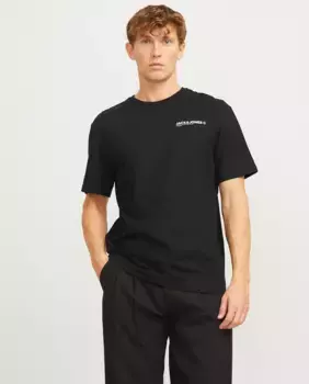 Мужская футболка с короткими рукавами, круглым вырезом и принтом на спине Jack & Jones, черный
