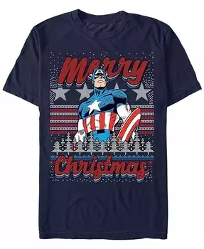 Мужская футболка с короткими рукавами Marvel Comics Retro Merica Christmas Fifth Sun, синий