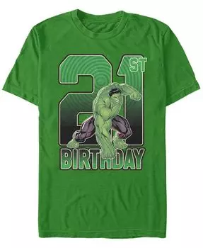 Мужская футболка с короткими рукавами на 21-й день рождения Marvel Hulk Smash Fifth Sun, зеленый