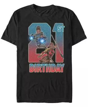 Мужская футболка с короткими рукавами на 21-й день рождения Marvel Black Panther Shuri and Okoye Fifth Sun, черный