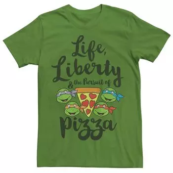 Мужская футболка с короткими рукавами Ninja Turtles Life, Liberty, Pizza Head Shot Licensed Character