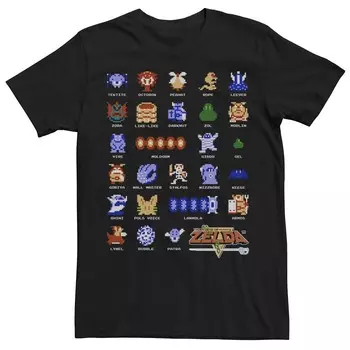 Мужская футболка с короткими рукавами Nintendo Legend Of Zelda Retro Pixel Bestiary Licensed Character, черный