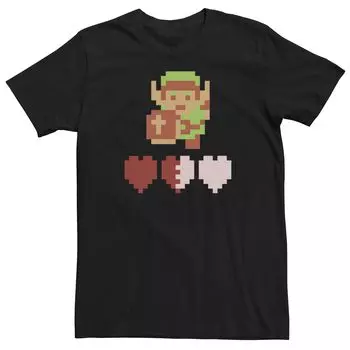Мужская футболка с короткими рукавами Nintendo Legend Of Zelda 8-Bit Link 3 Hearts Licensed Character
