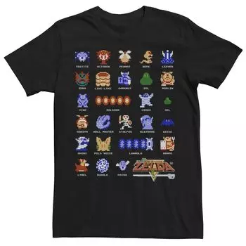 Мужская футболка с короткими рукавами Nintendo Legend Of Zelda Retro Pixel Bestiary Licensed Character