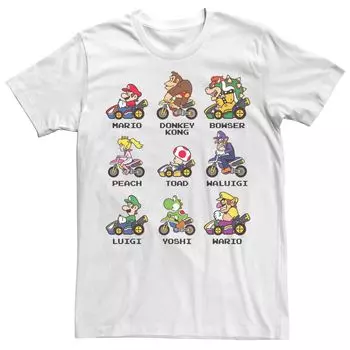 Мужская футболка с короткими рукавами Nintendo Mario Kart Racers Licensed Character, белый