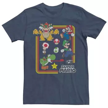 Мужская футболка с короткими рукавами Nintendo Super Mario Rainbow Group Shot Licensed Character