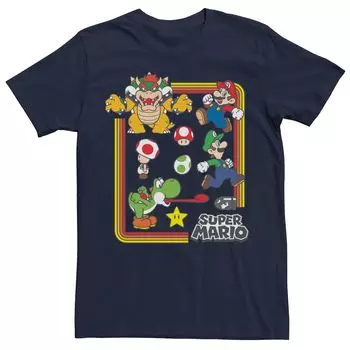 Мужская футболка с короткими рукавами Nintendo Super Mario Rainbow Group Shot, синяя Licensed Character, синий