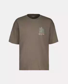 Мужская футболка с короткими рукавами, окрашенная в технике «под крашение + кислотная стирка», с позиционным принтом Green Coast, коричневый