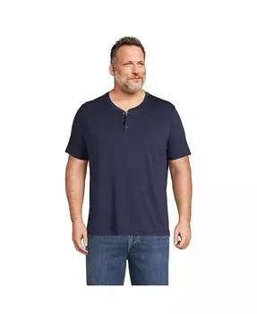 Мужская футболка с короткими рукавами Supima из джерси Хенли Lands' End, синий