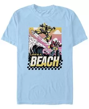 Мужская футболка с короткими рукавами transformers beach day Fifth Sun, светло-синий