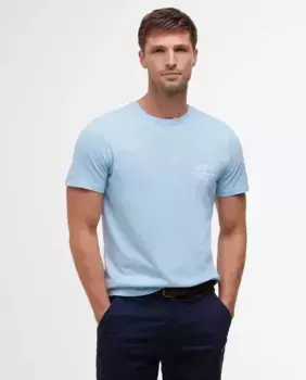 Мужская футболка с короткими рукавами в однотонном цвете Barbour, голубой