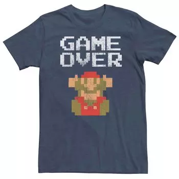 Мужская футболка с короткими рукавами в стиле ретро Nintendo Super Mario Game Over Pixel Licensed Character