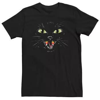 Мужская футболка с кошачьим лицом Candy Corn Fangs Licensed Character, черный