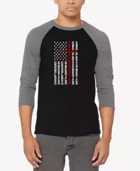 Мужская футболка с кросс-флагом и принтом в стиле Word Art, реглан, бейсбольный крой LA Pop Art, мультиколор