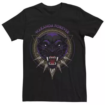 Мужская футболка с круглым логотипом и ожерельем Marvel Black Panther Licensed Character