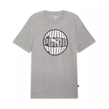 Мужская футболка с круглым логотипом PUMA, цвет Medium Gray Heather
