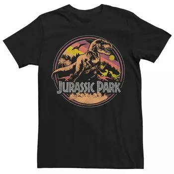 Мужская футболка с круглым логотипом в стиле ретро «Парк Юрского периода T-Rex» Licensed Character