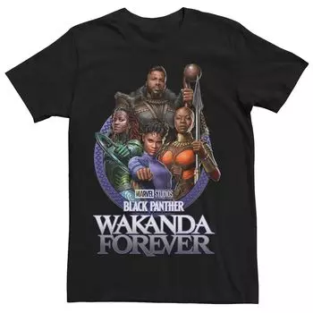 Мужская футболка с круглым портретом Marvel Wakanda Forever Groupshot Licensed Character