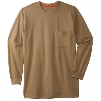 Мужская футболка с круглым вырезом Boulder Creek By Kingsize Big & Tall Heavyweight с длинными рукавами и карманами, цвет Dark Khaki