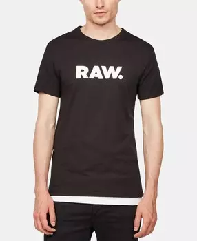 Мужская футболка с круглым вырезом holorn raw с графическим логотипом G-Star Raw, черный