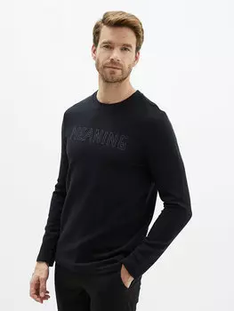 Мужская футболка с круглым вырезом и длинным рукавом с принтом LCWAIKIKI Classic, новый черный