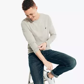 Мужская футболка с круглым вырезом и длинными рукавами Nautica, цвет Grey Heather
