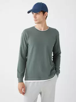 Мужская футболка с круглым вырезом и длинными рукавами LCW Casual, сизый