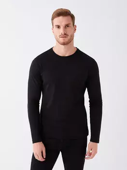 Мужская футболка с круглым вырезом и длинными рукавами LCWAIKIKI Classic, новый черный