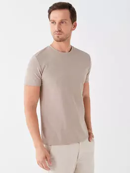 Мужская футболка с круглым вырезом и коротким рукавом LCWAIKIKI Classic, бежевый