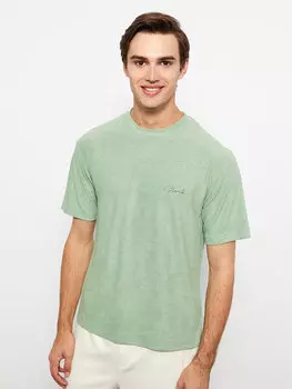 Мужская футболка с круглым вырезом и коротким рукавом LCW Casual, светло-зеленый