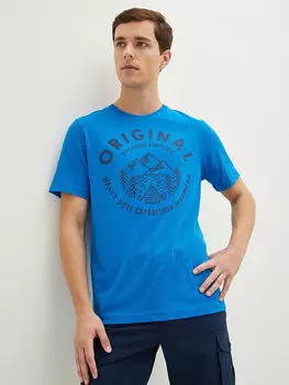 Мужская футболка с круглым вырезом и коротким рукавом с принтом LCW OUTDOOR