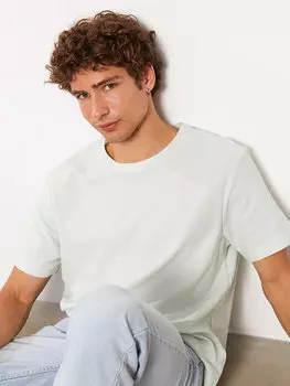 Мужская футболка с круглым вырезом и коротким рукавом LCW Casual, мятно-зеленый