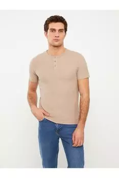 Мужская футболка с круглым вырезом и коротким рукавом LC Waikiki, бежевый