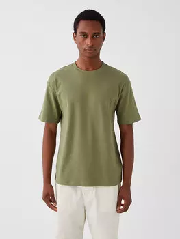 Мужская футболка с круглым вырезом и коротким рукавом LCW Casual, хаки