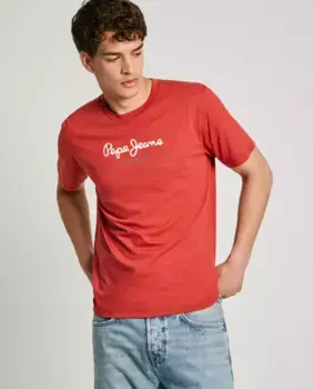 Мужская футболка с круглым вырезом и коротким рукавом Pepe Jeans, оранжевый