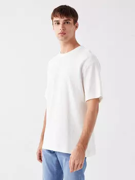 Мужская футболка с круглым вырезом и коротким рукавом LCW Casual, экрю