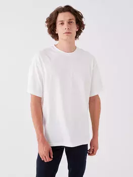 Мужская футболка с круглым вырезом и коротким рукавом LCW Casual, экрю