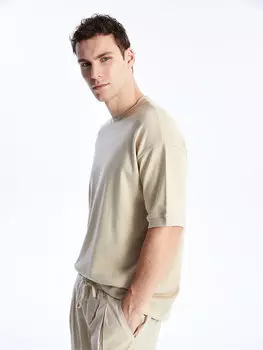 Мужская футболка с круглым вырезом и коротким рукавом LCW Casual, бежевый