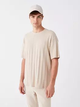 Мужская футболка с круглым вырезом и коротким рукавом LCW Casual, бежевый