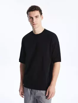 Мужская футболка с круглым вырезом и коротким рукавом LCW Casual, новый черный