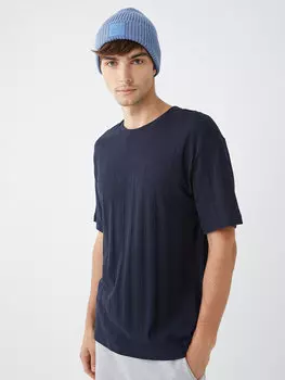 Мужская футболка с круглым вырезом и коротким рукавом LCW Casual, темно-синий