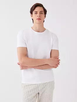 Мужская футболка с круглым вырезом и коротким рукавом LCW Vision, буксе белый