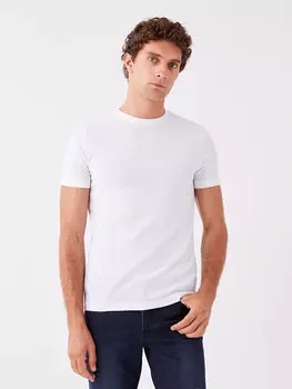 Мужская футболка с круглым вырезом и коротким рукавом LCWAIKIKI Classic, буксе белый