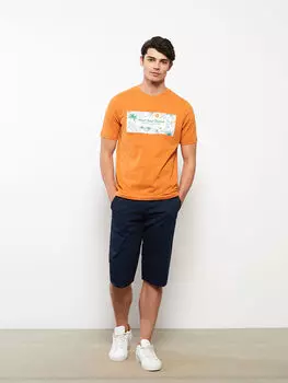 Мужская футболка с круглым вырезом и коротким рукавом с принтом LCWAIKIKI Classic